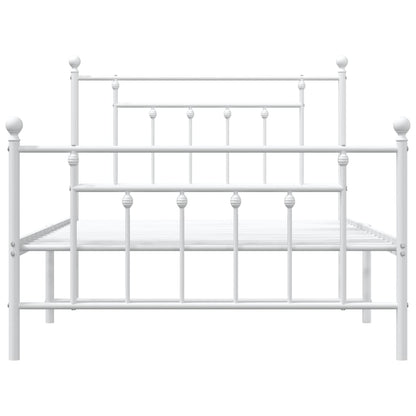 Estrutura de cama com cabeceira e pés 107x203 cm metal branco