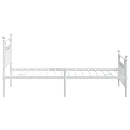 Estrutura de cama com cabeceira e pés 107x203 cm metal branco