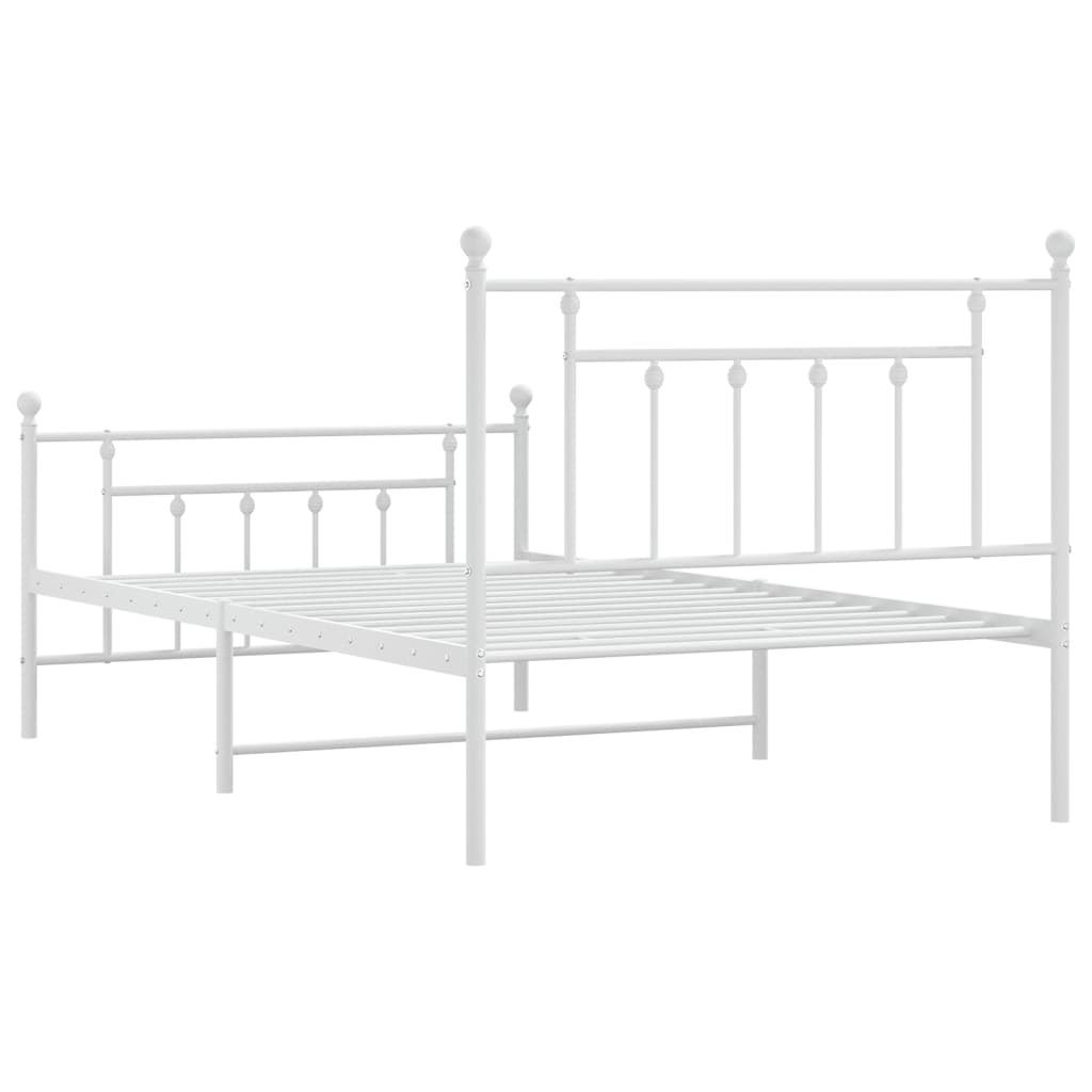 Estrutura de cama com cabeceira e pés 107x203 cm metal branco