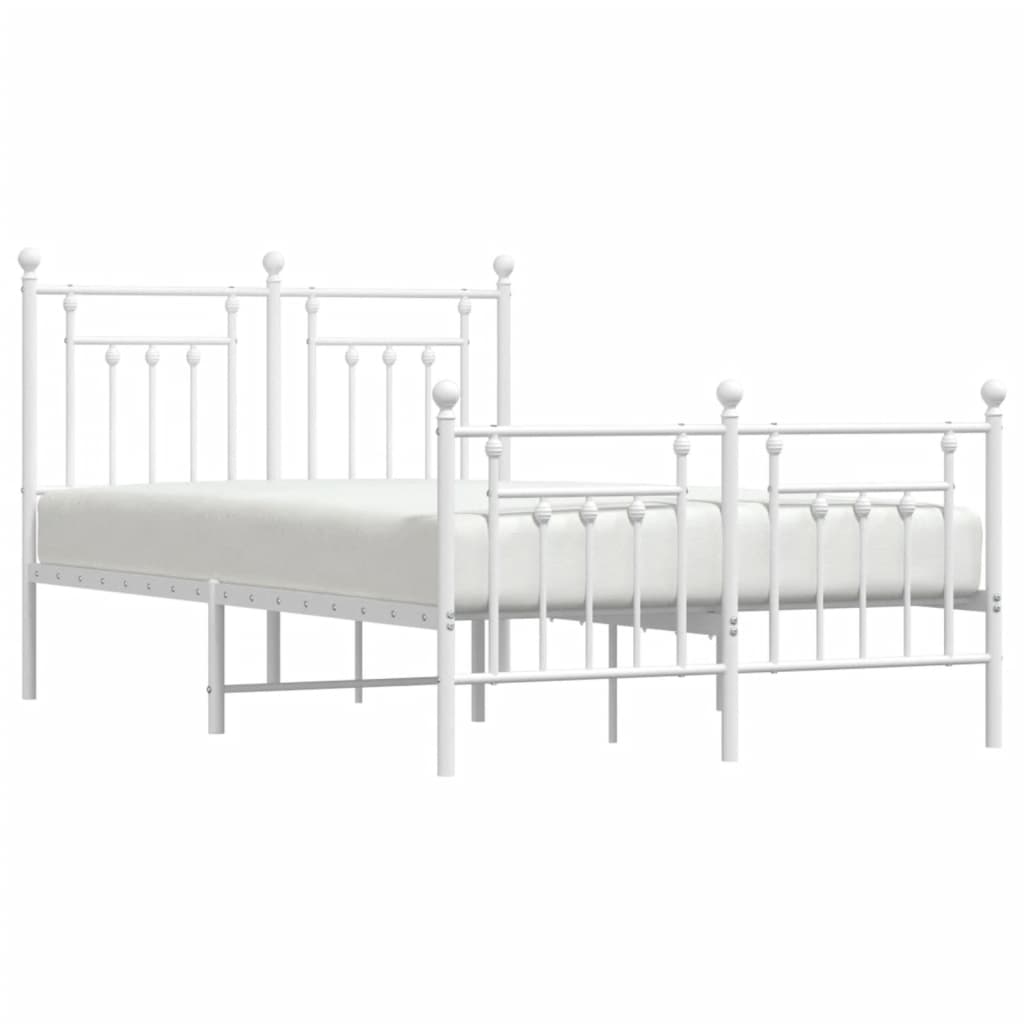 Estrutura de cama com cabeceira e pés 120x200 cm metal branco