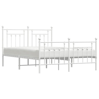 Estrutura de cama com cabeceira e pés 140x190 cm metal branco