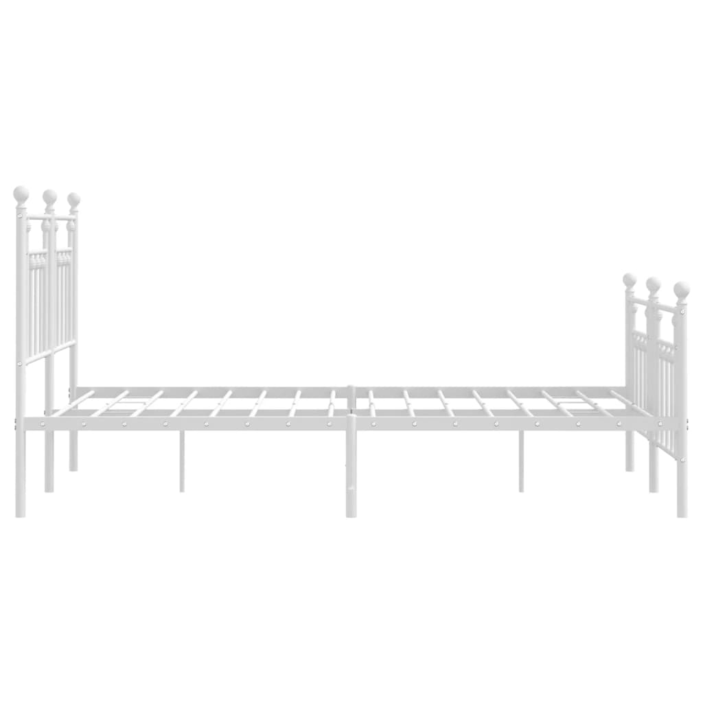 Estrutura de cama com cabeceira e pés 140x190 cm metal branco