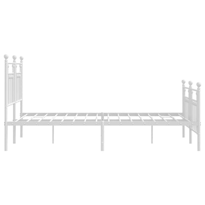 Estrutura de cama com cabeceira e pés 140x190 cm metal branco