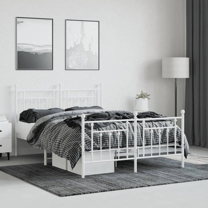 Estrutura de cama com cabeceira e pés 140x200 cm metal branco