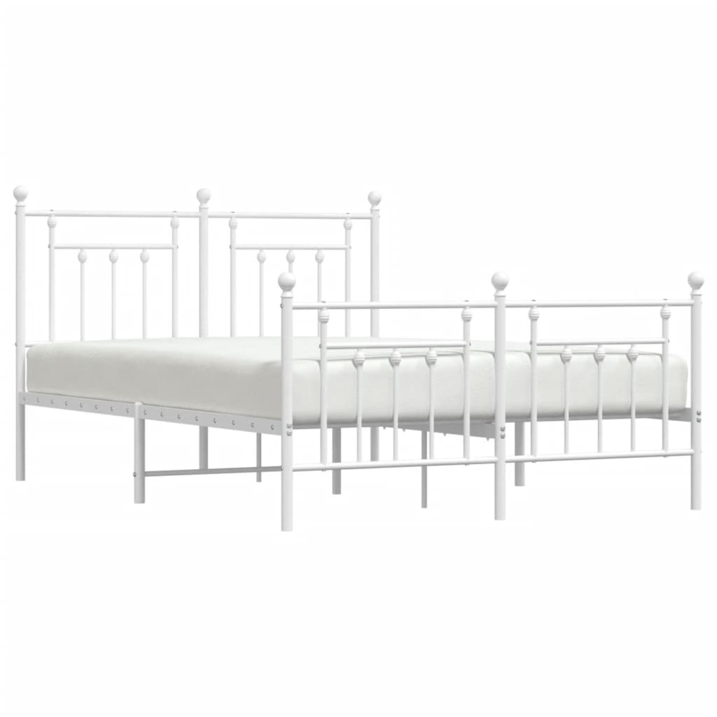 Estrutura de cama com cabeceira e pés 140x200 cm metal branco