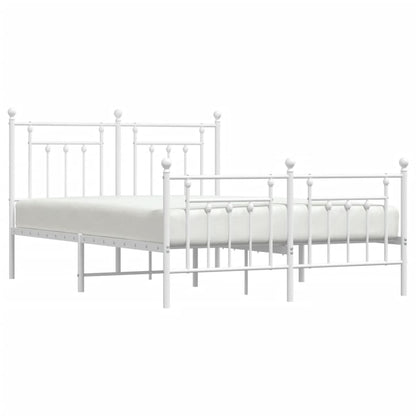 Estrutura de cama com cabeceira e pés 140x200 cm metal branco