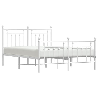 Estrutura de cama com cabeceira e pés 150x200 cm metal branco