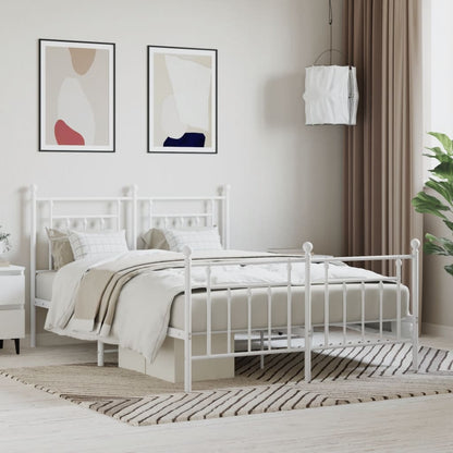 Estrutura de cama com cabeceira e pés 150x200 cm metal branco