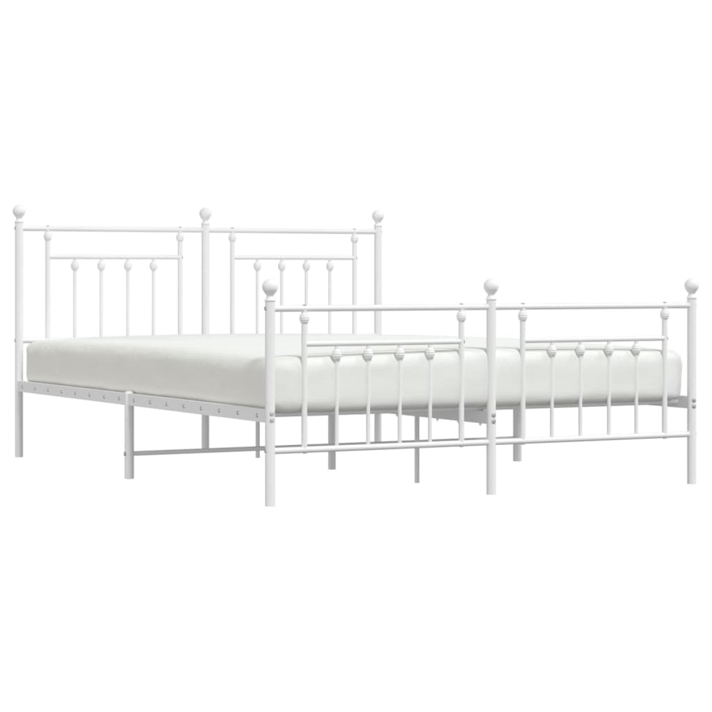 Estrutura de cama com cabeceira e pés 160x200 cm metal branco