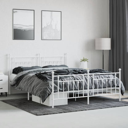 Estrutura de cama com cabeceira e pés 183x213 cm metal branco