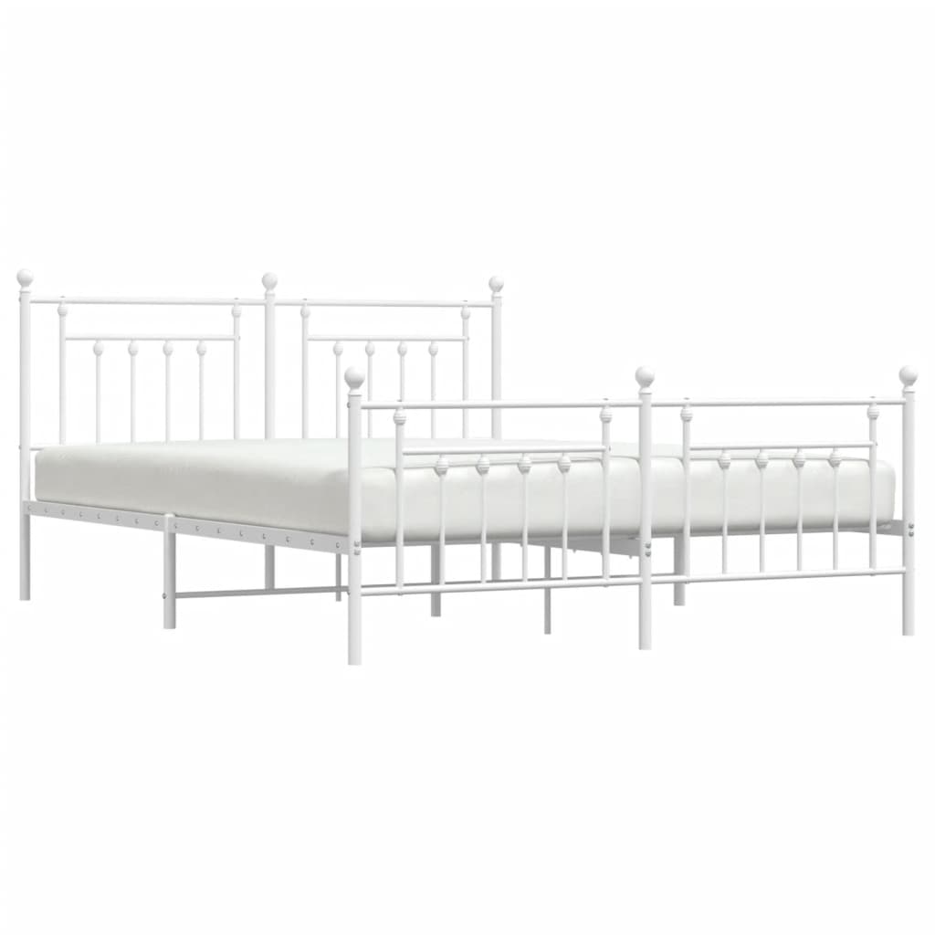 Estrutura de cama com cabeceira e pés 183x213 cm metal branco