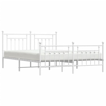 Estrutura de cama com cabeceira e pés 183x213 cm metal branco