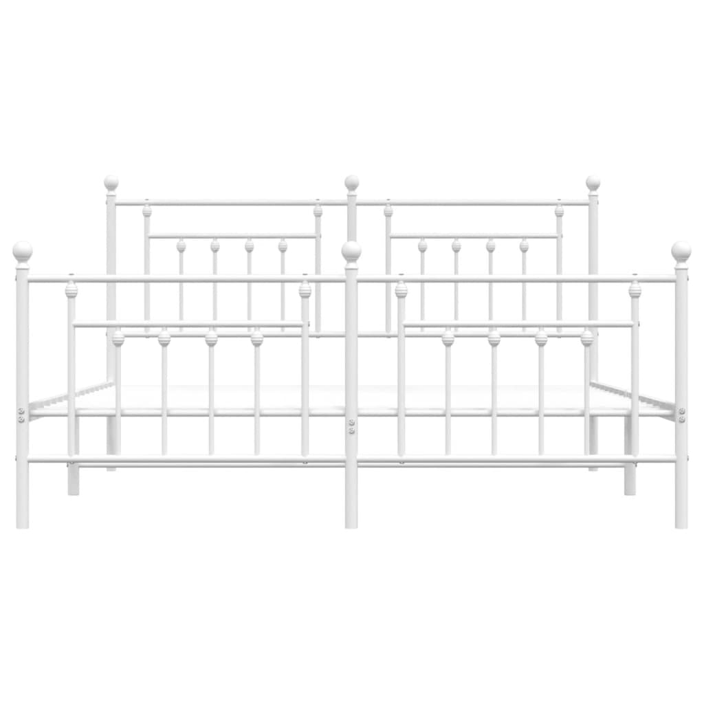 Estrutura de cama com cabeceira e pés 183x213 cm metal branco