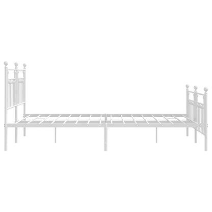 Estrutura de cama com cabeceira e pés 183x213 cm metal branco