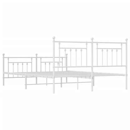 Estrutura de cama com cabeceira e pés 183x213 cm metal branco