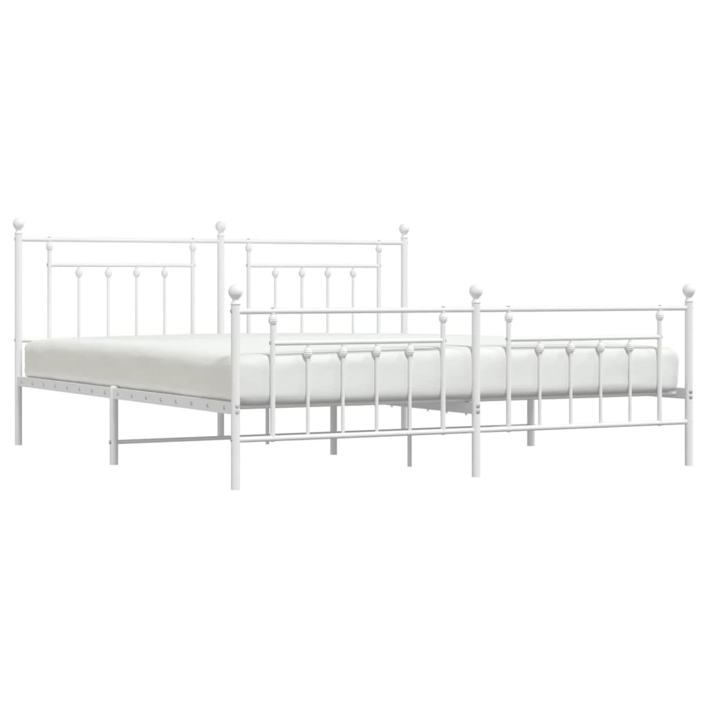 Estrutura de cama com cabeceira e pés 193x203 cm metal branco