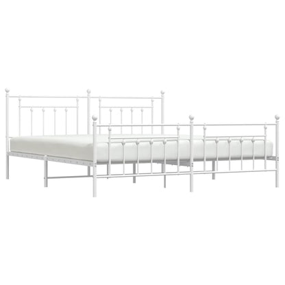 Estrutura de cama com cabeceira e pés 193x203 cm metal branco