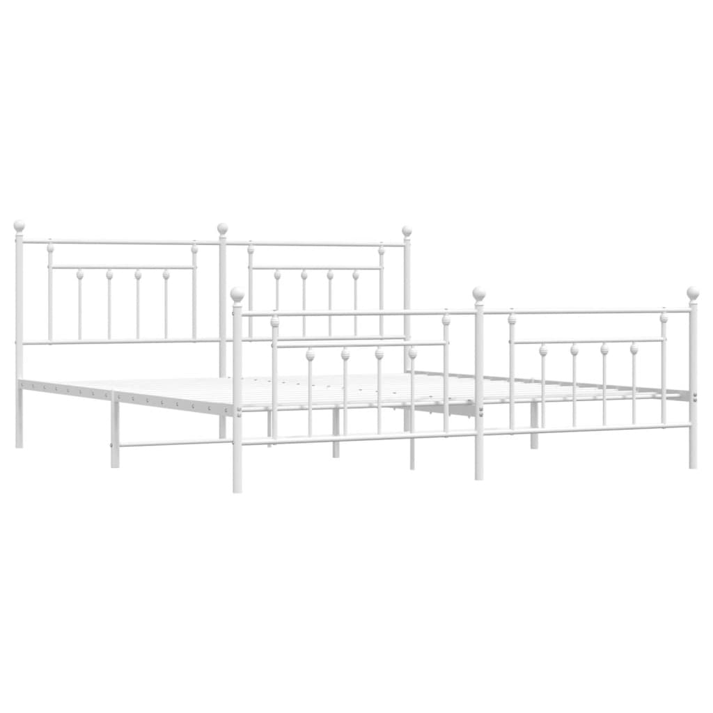 Estrutura de cama com cabeceira e pés 193x203 cm metal branco