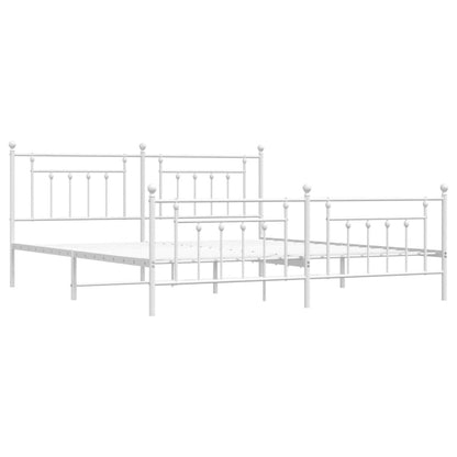 Estrutura de cama com cabeceira e pés 193x203 cm metal branco