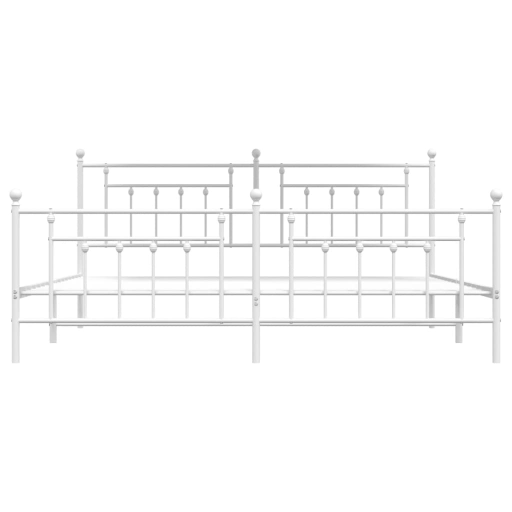 Estrutura de cama com cabeceira e pés 193x203 cm metal branco