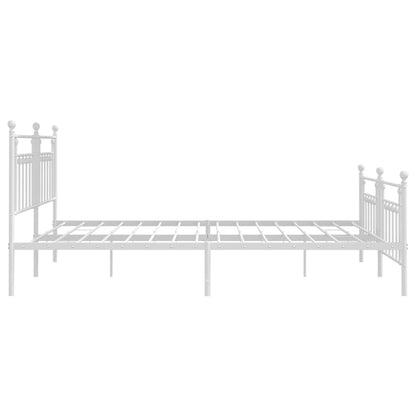 Estrutura de cama com cabeceira e pés 193x203 cm metal branco