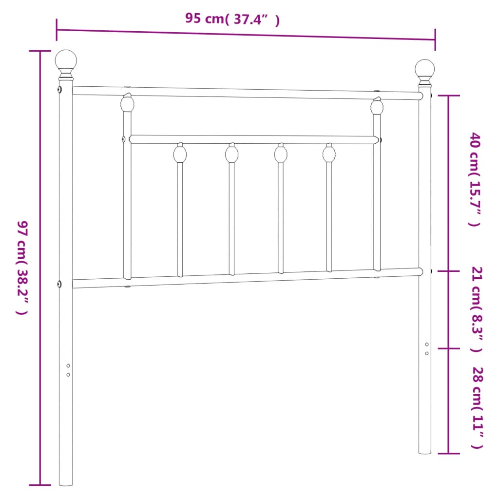 Cabeceira de cama 90 cm metal branco