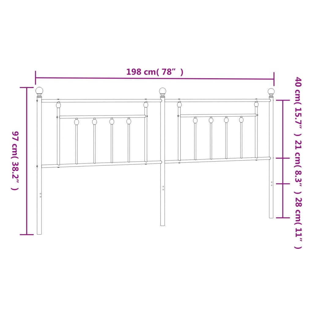 Cabeceira de cama 193 cm metal branco