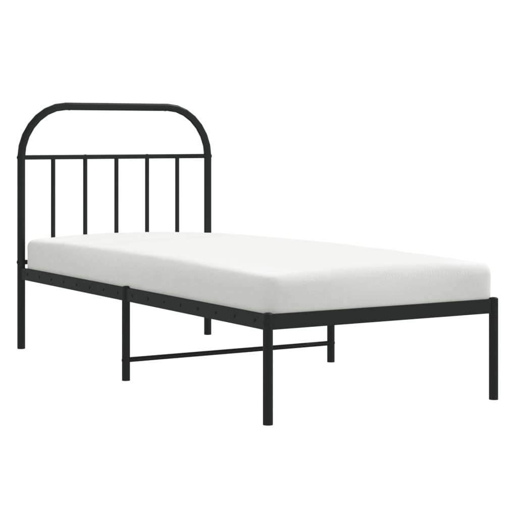 Estrutura de cama com cabeceira 80x200 cm metal preto