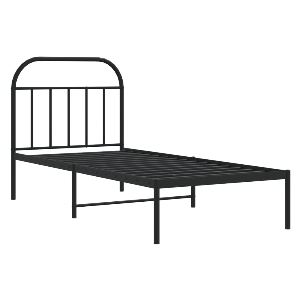 Estrutura de cama com cabeceira 80x200 cm metal preto