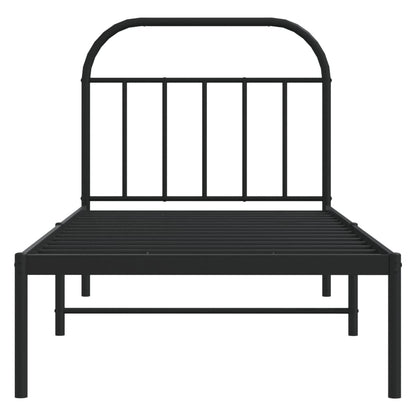 Estrutura de cama com cabeceira 80x200 cm metal preto