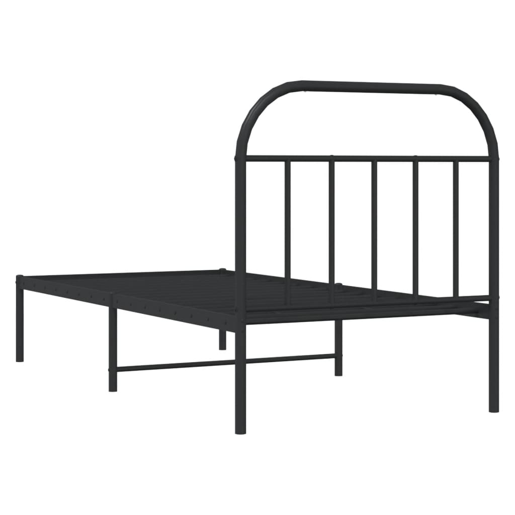 Estrutura de cama com cabeceira 80x200 cm metal preto