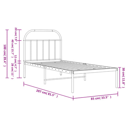 Estrutura de cama com cabeceira 80x200 cm metal preto