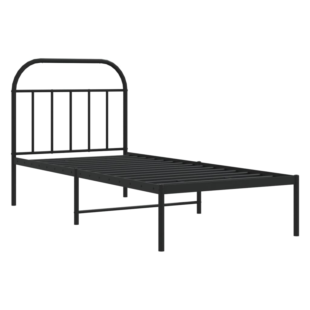 Estrutura de cama com cabeceira 90x190 cm metal preto