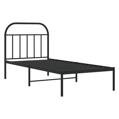 Estrutura de cama com cabeceira 90x190 cm metal preto