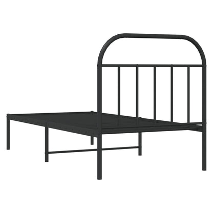 Estrutura de cama com cabeceira 90x190 cm metal preto