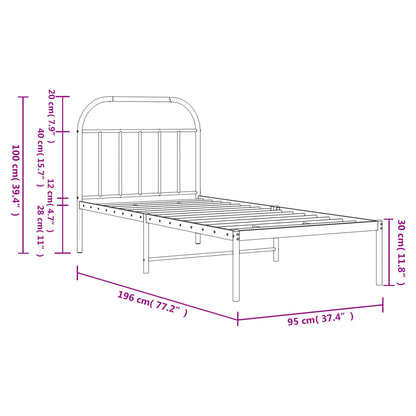 Estrutura de cama com cabeceira 90x190 cm metal preto