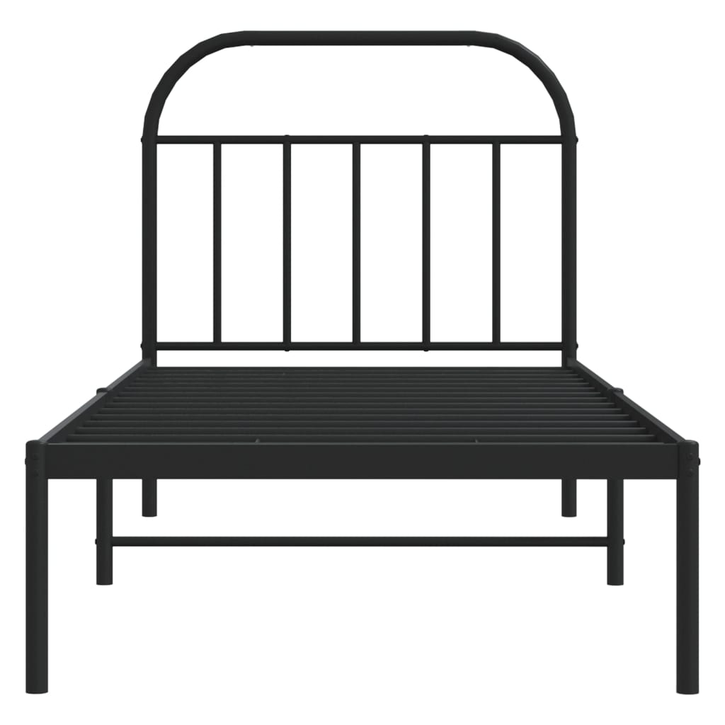 Estrutura de cama com cabeceira 90x200 cm metal preto