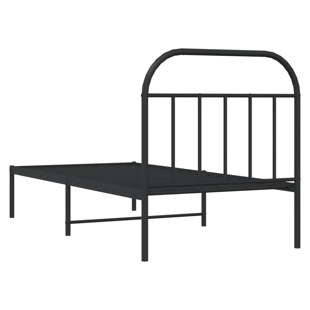 Estrutura de cama com cabeceira 90x200 cm metal preto