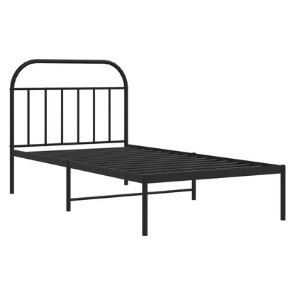 Estrutura de cama com cabeceira 100x190 cm metal preto