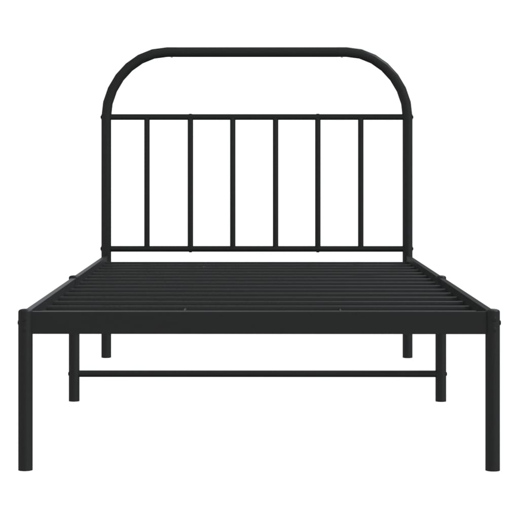 Estrutura de cama com cabeceira 100x190 cm metal preto