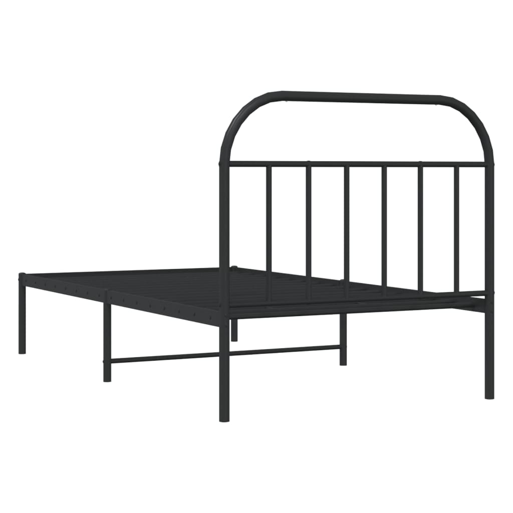 Estrutura de cama com cabeceira 100x190 cm metal preto