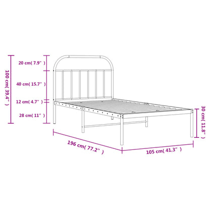 Estrutura de cama com cabeceira 100x190 cm metal preto