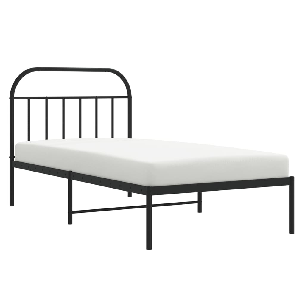 Estrutura de cama com cabeceira 107x203 cm metal preto