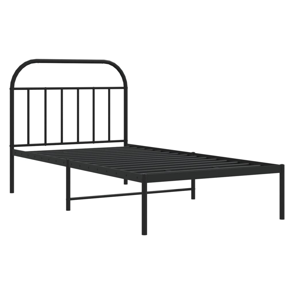 Estrutura de cama com cabeceira 107x203 cm metal preto