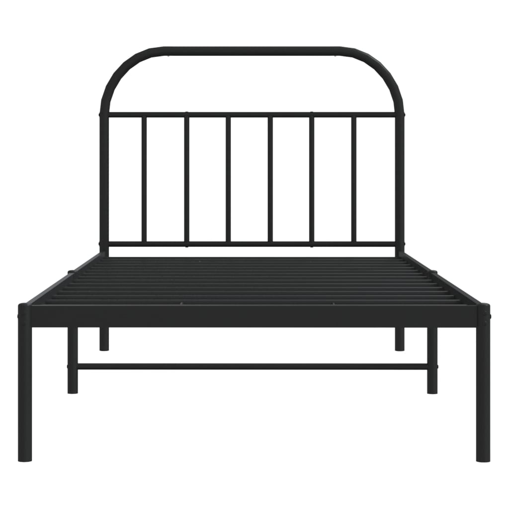 Estrutura de cama com cabeceira 107x203 cm metal preto