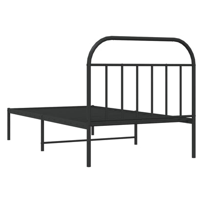 Estrutura de cama com cabeceira 107x203 cm metal preto