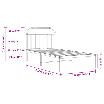 Estrutura de cama com cabeceira 107x203 cm metal preto