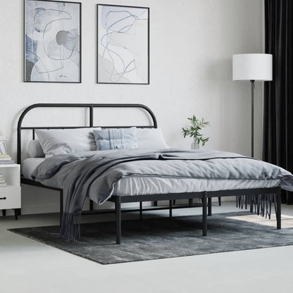 Estrutura de cama com cabeceira 140x190 cm metal preto