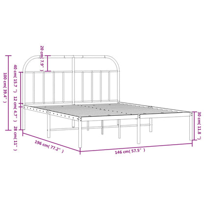 Estrutura de cama com cabeceira 140x190 cm metal preto