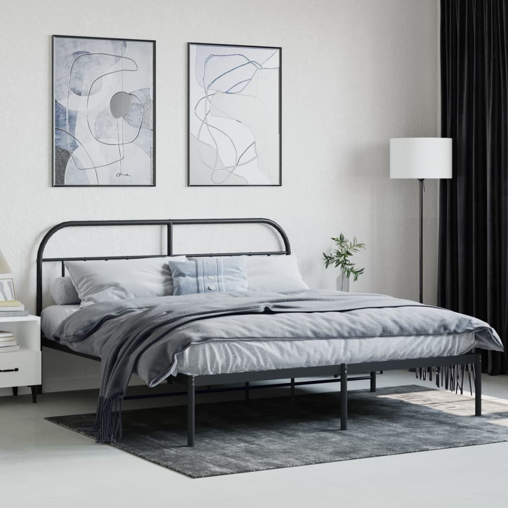 Estrutura de cama em metal com cabeceira 180x200 cm preto